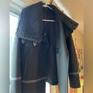 All Saints Okito Pea Coat - Shearling